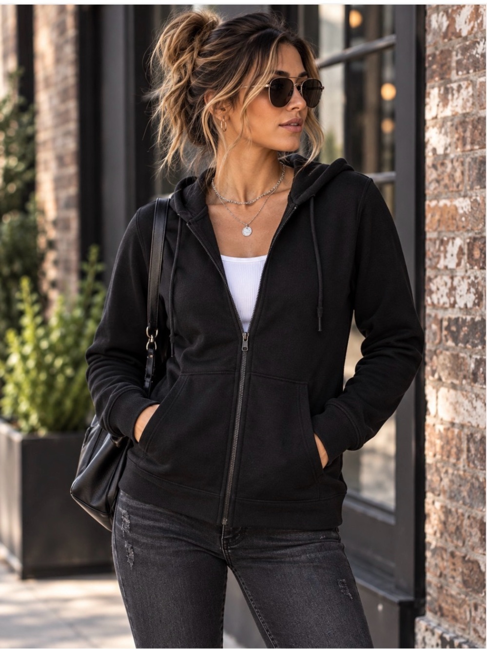 Kirkland Signature Black Zip Hoodie Women’s S NWT Athleisure Jacket